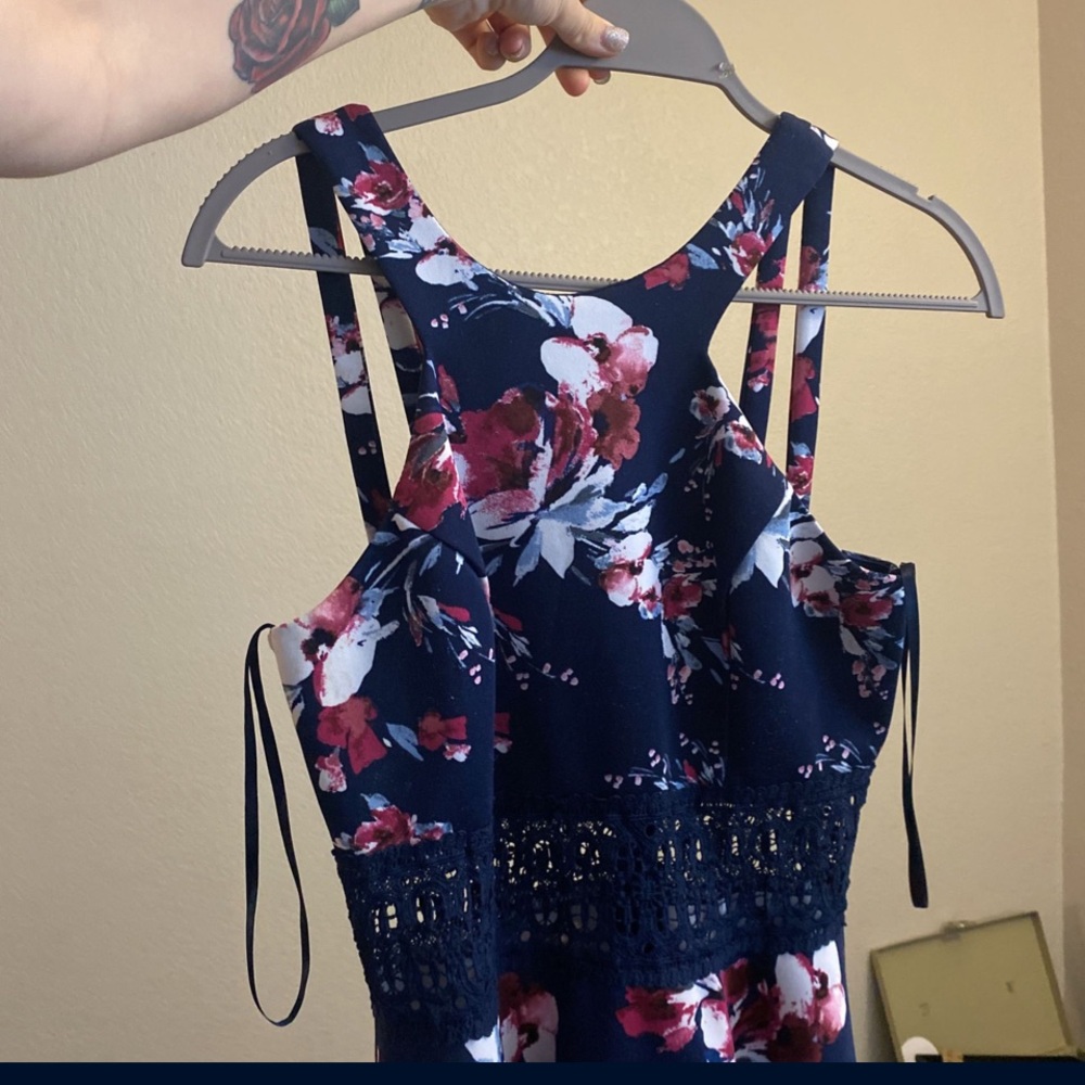 Flower print dress see through